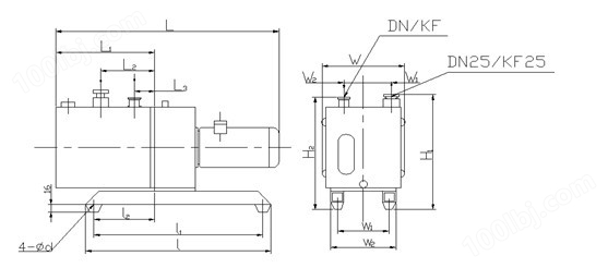2XZ型旋片式真空泵安装尺寸图