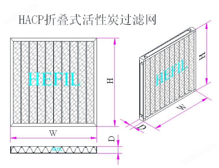 HACP折叠式活性炭空气过滤网框体结构