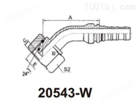 20543-W 20543-T 45°公制内螺纹24°锥带O形圈重系列